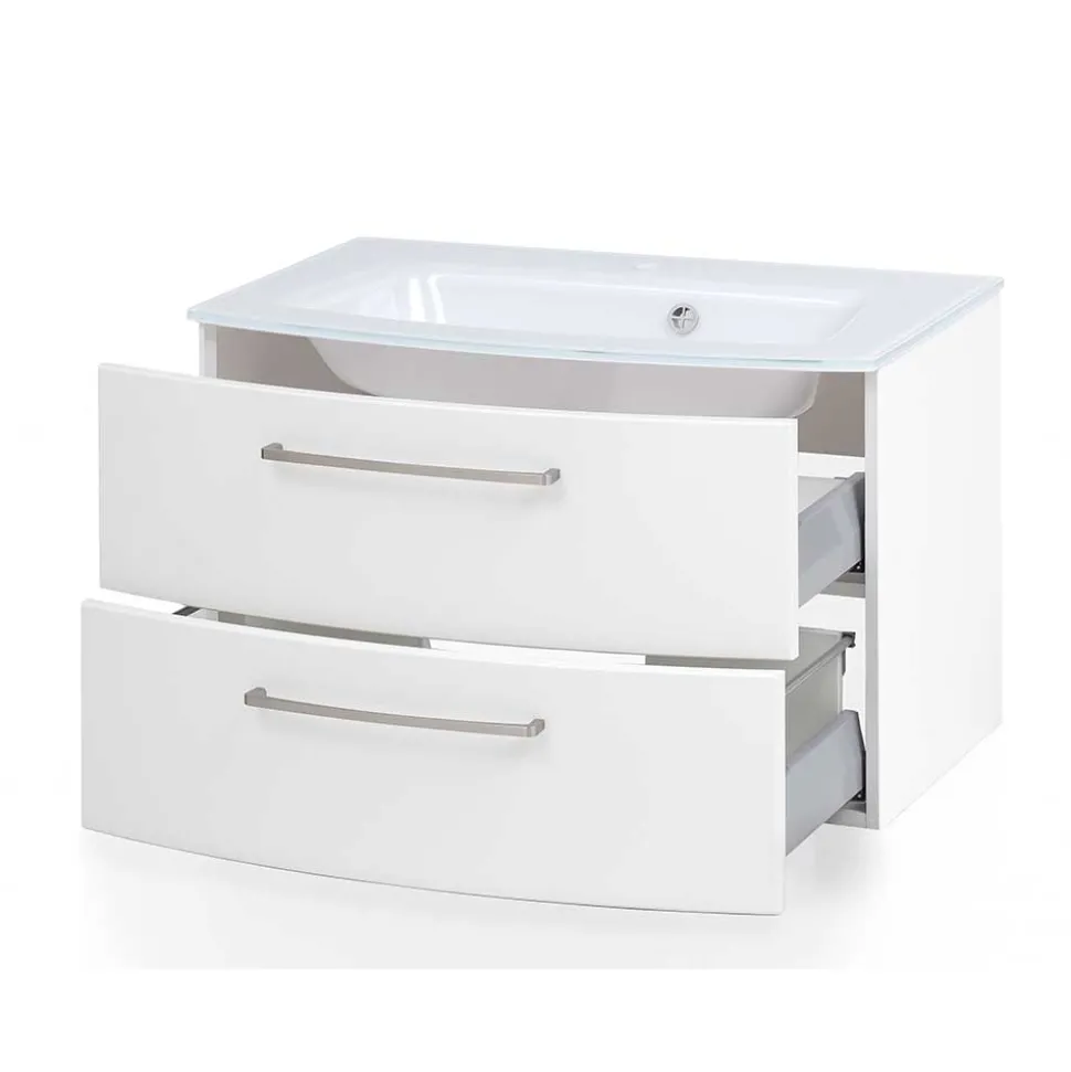 Weiße Waschtischkonsole mit zwei Schubladen - Anjunica