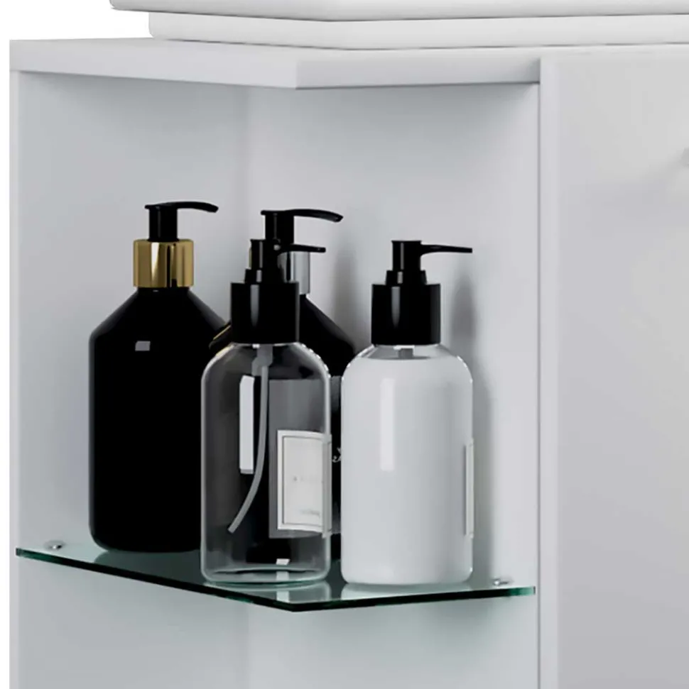 Weiße Waschtischkonsole mit zwei Fächern & Tür - Ziovarica