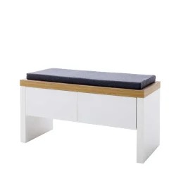 Weiße Wohnraum Bank mit Schubladen - Nusenia