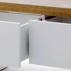 Weiße Wohnraum Bank mit Schubladen - Nusenia