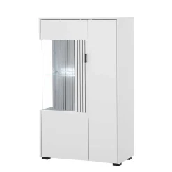 Weiße Wohnzimmerschränke & Wandboard im Set - Dualkos (vierteilig)