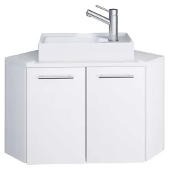 Weißer Eckwaschtisch mit Metallgriffen - Graving