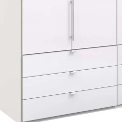 Weißer Falttüren Kleiderschrank glasbeschichtet - Dolienca