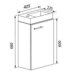 Weißer Gästewaschtisch für Wandmontage - Vulcanos