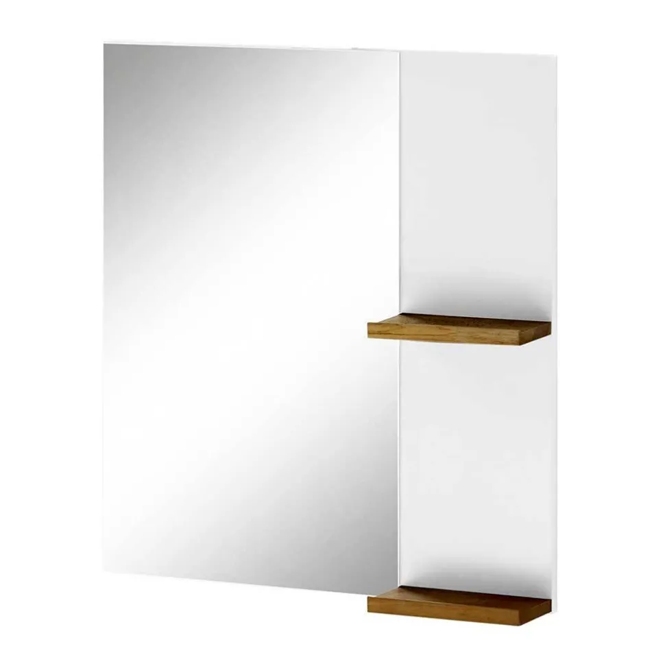 Weißer Hochglanz Badspiegel mit 2 Ablagen - Vauflos