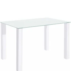 Weißer Hochglanz Tisch mit Glasplatte - Richard
