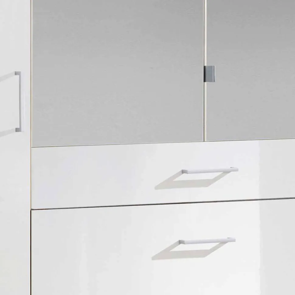Weißer Kleiderschrank mit Spiegel - 179x199x58 cm - Venture