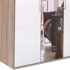 Weißer Kleiderschrank mit Spiegel mittig - Bosays