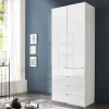 Weißer Kombi-Kleiderschrank mit Glasfront - Rocca
