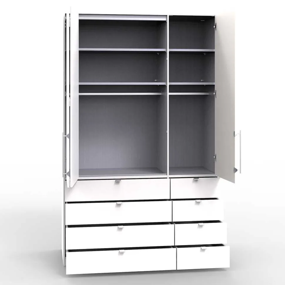 Weißer Kombi-Kleiderschrank mit Gleittür - Donpiave