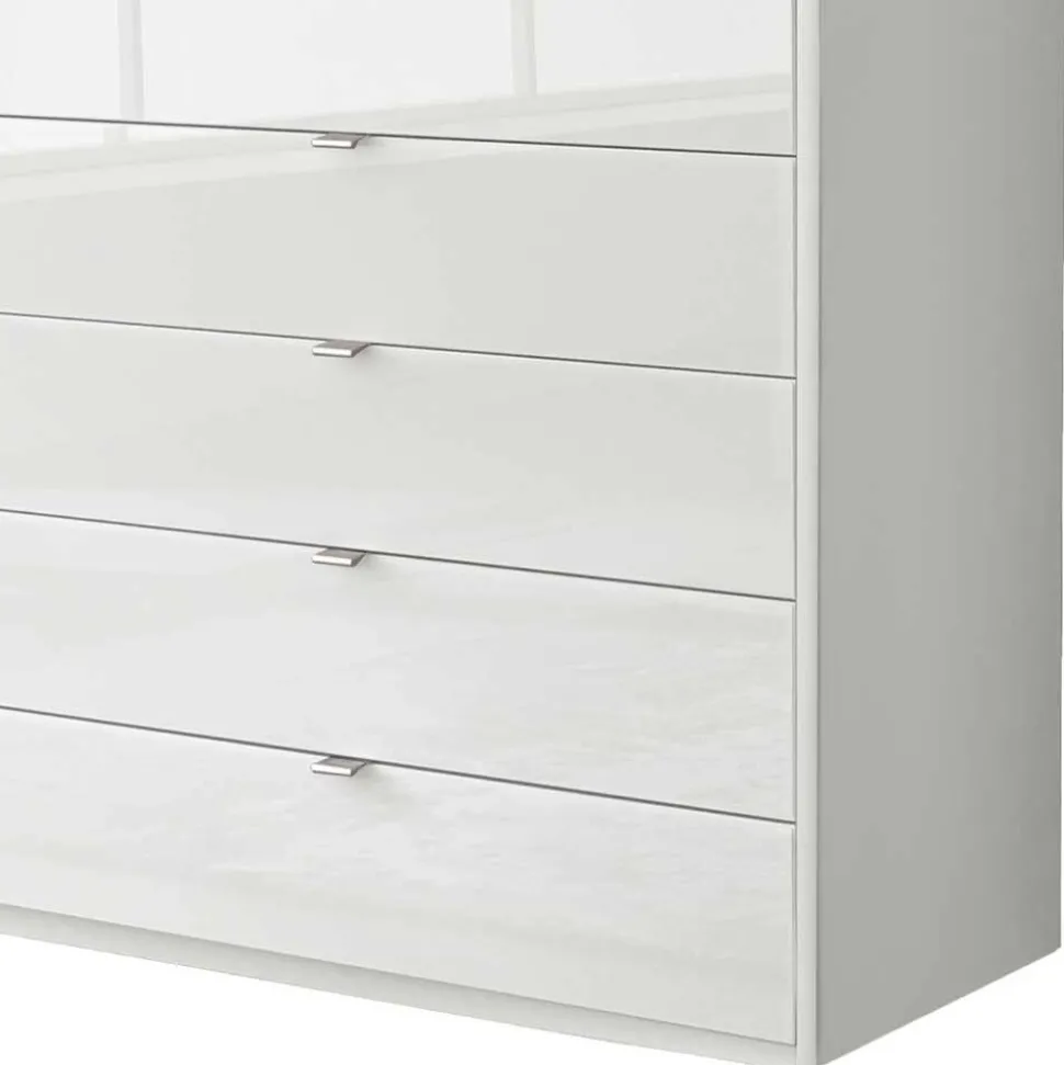 Weißer Kombi-Schlafzimmerschrank mit Glasfront - Rocca