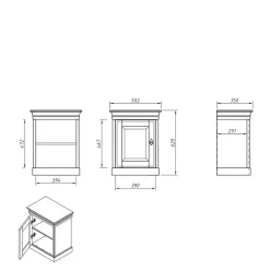 Weißer Landhaus Nachtschrank 1-türig - Presto