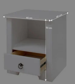 Weißer Nachttisch mit großem Fach - Velriva