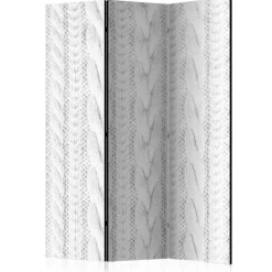 Weißer Paravent mit Strick Zopf Motiv - Coint