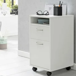 Weißer Rollcontainer mit Fach & 2 Schubladen - Hank