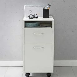 Weißer Rollcontainer mit Fach & 2 Schubladen - Hank