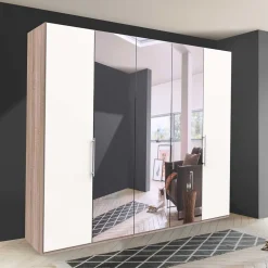 Weißer Schlafzimmer-Schrank mit Spiegeln - Vaclyn