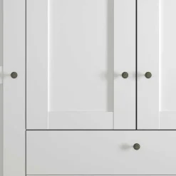 Weißer Schlafzimmerschrank 4-türig & 3 Schubladen - Flinn I