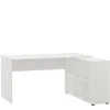 Weißer Schreibtisch mit seitlichem Regal - Obtin