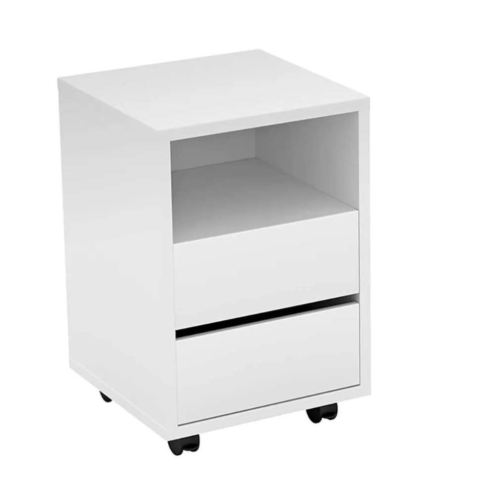 Weißer Schreibtisch optional mit Rollcontainer - Evensa