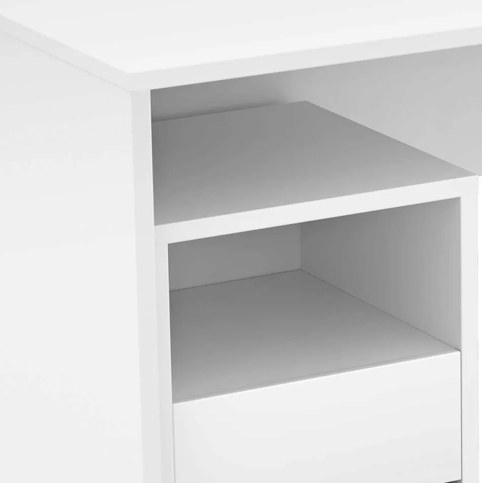 Weißer Schreibtisch optional mit Rollcontainer - Evensa