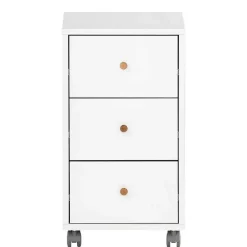 Weißer Schreibtisch-Rollcontainer mit Holzgriffen - Obtin