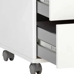 Weißer Schreibtisch-Rollcontainer mit Holzgriffen - Obtin
