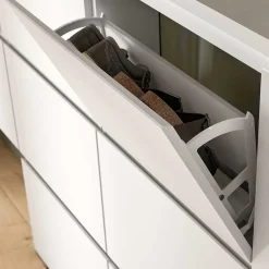 Weißer Schuhklappen-Schrank mit drei Klappen - Dany