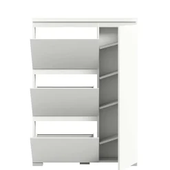 Weißer Schuhklappen-Schrank mit drei Klappen - Dany