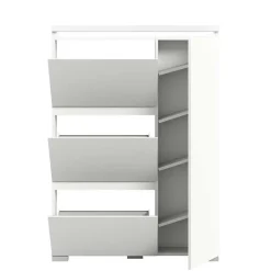Weißer Schuhklappen-Schrank mit drei Klappen - Dany