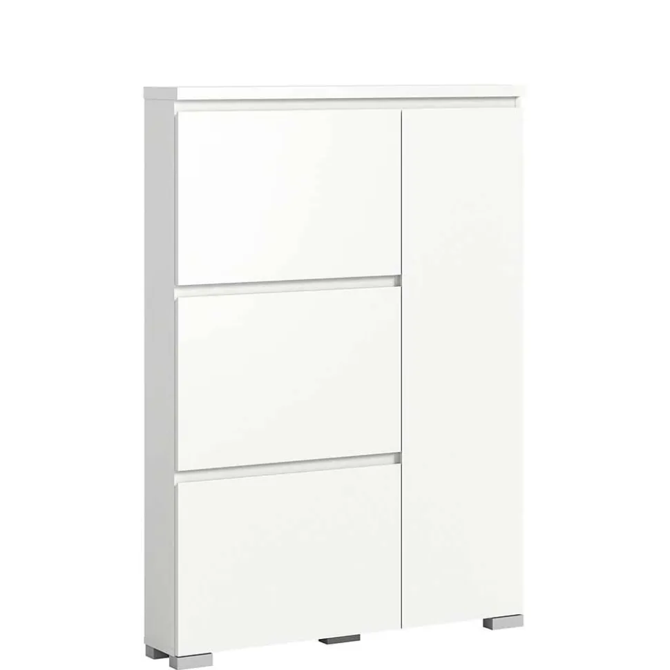 Weißer Schuhklappen-Schrank mit drei Klappen - Dany