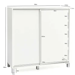 Weißer Schuhschrank mit praktischen Schiebetüren - Hank