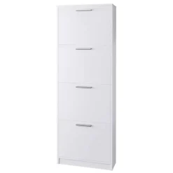 Weißer Schuhschrank mit vier Schuhwalzen - Badryca