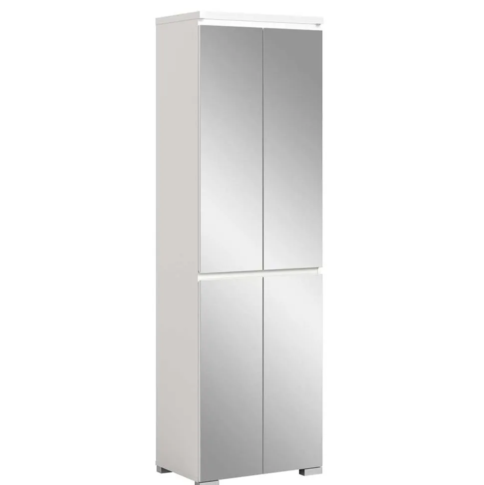 Weißer Schuhschrank mit vier Spiegeltüren - Dany