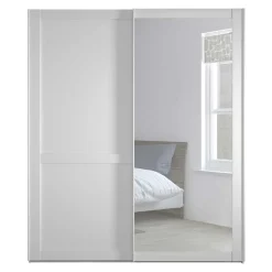 Weißer Schwebetüren-Schrank mit Spiegel - Flinn