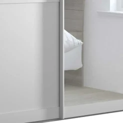 Weißer Schwebetüren-Schrank mit Spiegel - Flinn