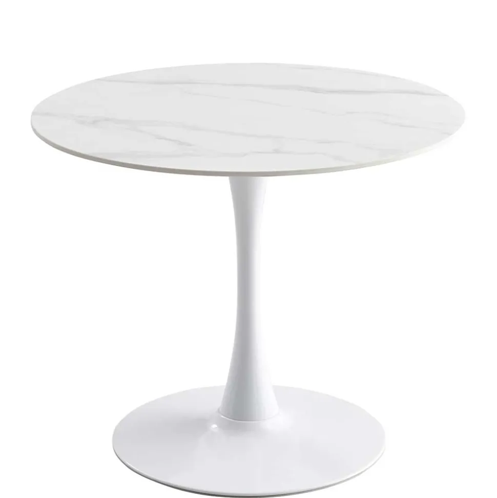 Weißer Sinterstein Tisch mit Trompetenfuß - Glamour