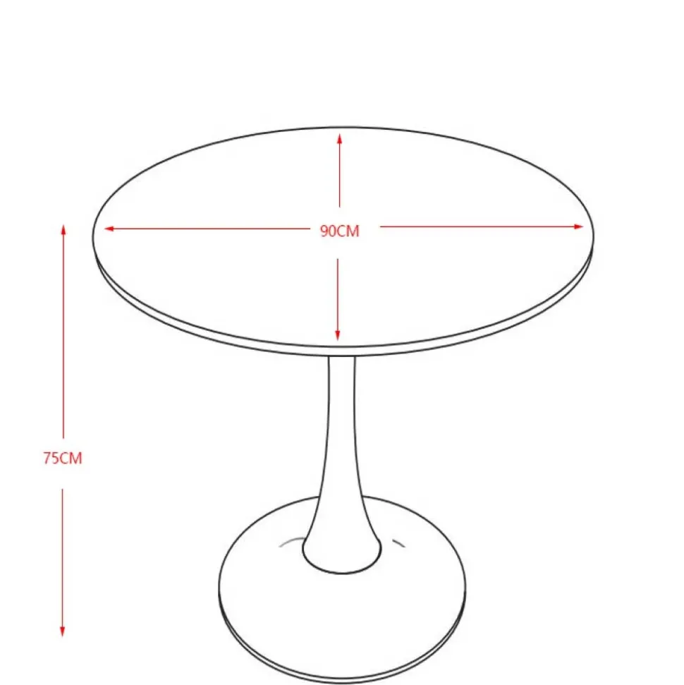 Weißer Sinterstein Tisch mit Trompetenfuß - Glamour