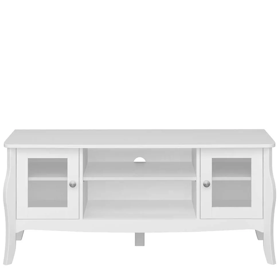 Weißer TV Unterschrank mit zwei Glastüren - Dosalino