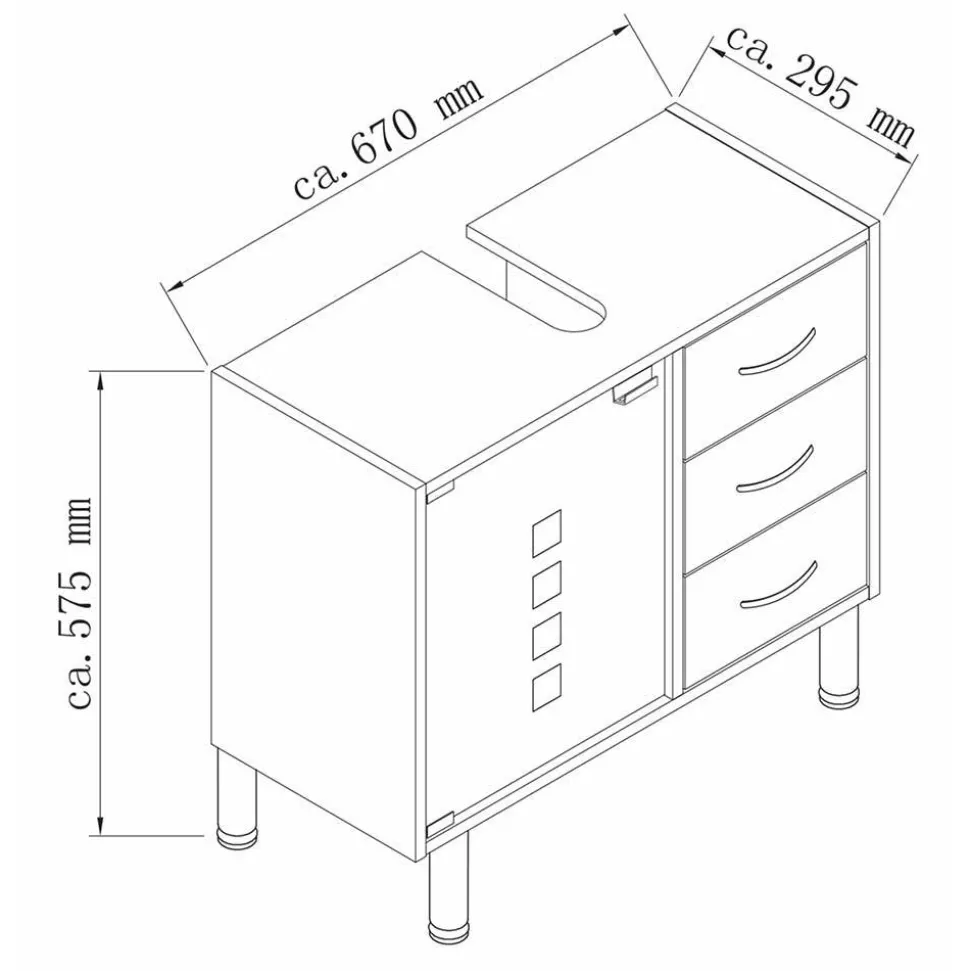 Weißer Unterbeckenschrank mit Milchglas-Tür - Eiken