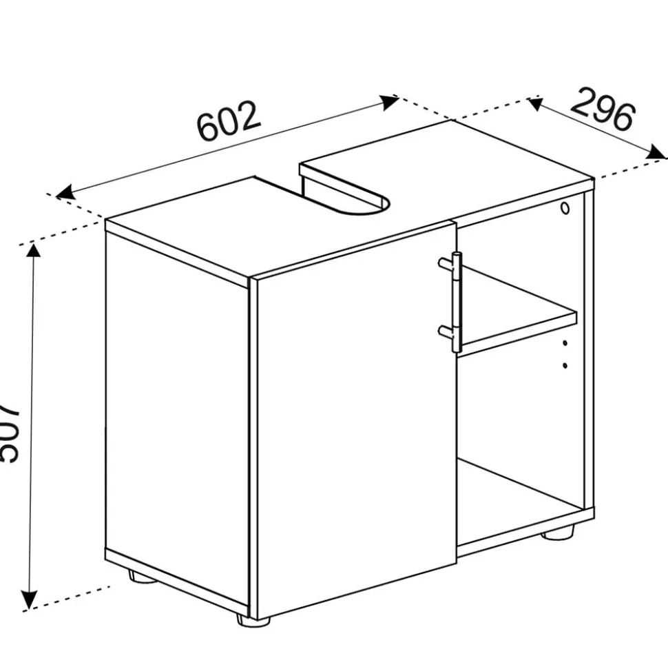 Weißer Unterschrank fürs Waschbecken 60x51x30 cm - Sua