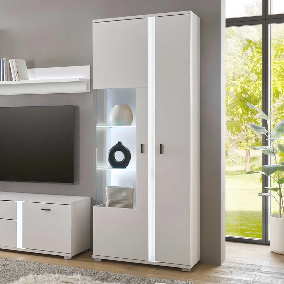 Weißer Vitrinenschrank mit LED Beleuchtung - Tirol