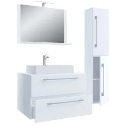 Weißer Waschplatz & Hochschrank - Ipsum (dreiteilig)