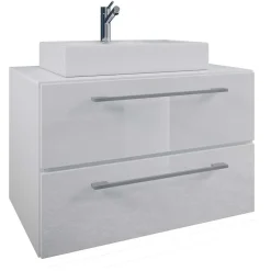 Weißer Waschplatz & Hochschrank - Ipsum (dreiteilig)