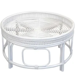 Weißer Wohnzimmertisch aus Rattan - Lovran