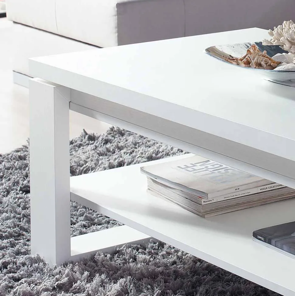 Weißer Wohnzimmertisch Mercana mit Tischplatte klappbar
