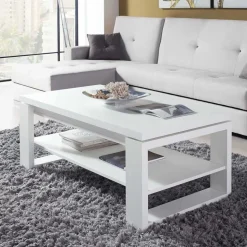 Weißer Wohnzimmertisch Mercana mit Tischplatte klappbar