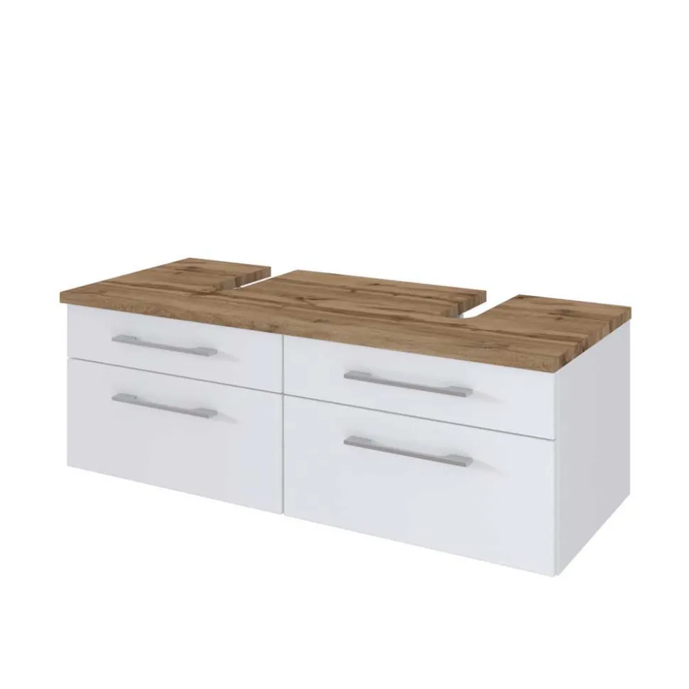 Weißes Bad Set mit Doppelwaschtisch - Enwicos I (sechsteilig)