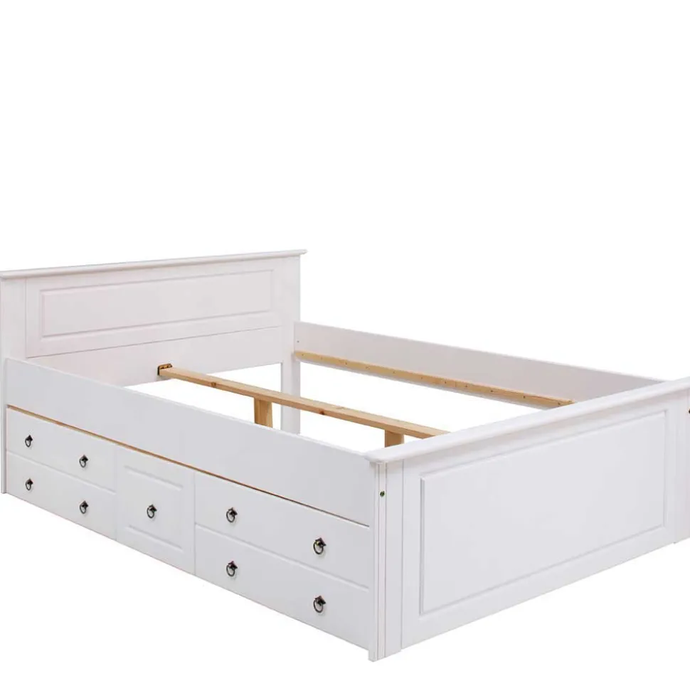 Weißes Bett & Nachttische - Velriva (dreiteilig)