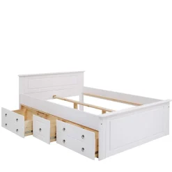 Weißes Bett & Nachttische - Velriva (dreiteilig)